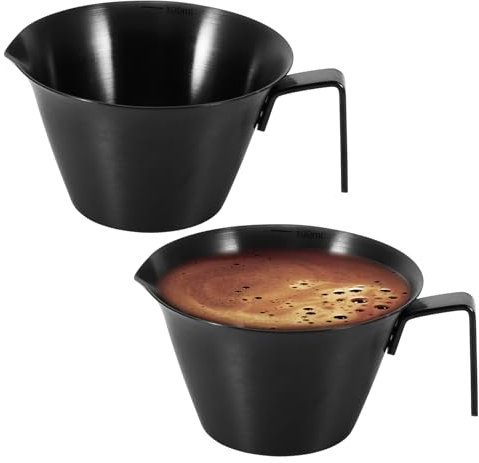 ZONJIE Stainless Steel Espresso Cup - 2 Pack Double Shot Espresso Cups with Scale Marking Handle 100ml Espresso Shot Cup for Barista Coffee Espresso Accessories (2, Black)