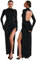 Gkaopi Women Maxi Dress Sexy Backless Bodycon Dress Long Sleeve Turtle Neck Cocktail Dresses Stretch High Slit Long Dresses for Ladies L Black