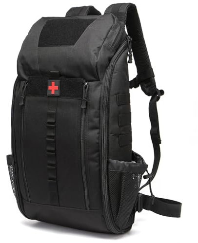 GUJOIN Wasserdichter Taktischer Medizinischer Rucksack 40L Nylon Erste-Hilfe-Rucksack Für Wandern, Trekking, Jagd, Angeln, Camping Und Outdoor-Sportarten (Schwarz)