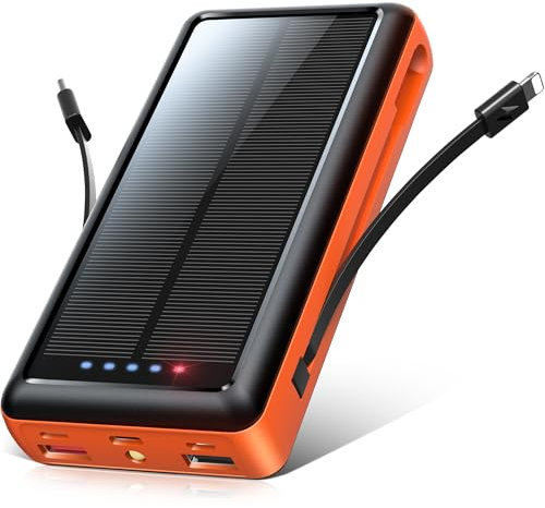46800mAh &65W Portable Power Bank Battery Pack, 7 Charging Ports USB-C Fast Charging Phone Charger, Outdoor Solar Charger with LED Display&Flashlight, for Samsung/iPhone/Tablet