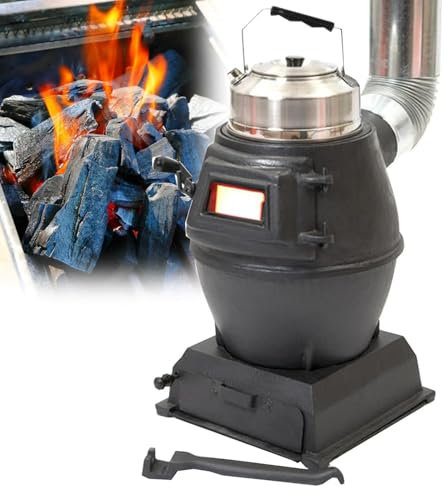 LSHFYV Campingkocher, tragbarer Holzofen aus Gusseisen, Mini-Campingkocher, Heizen und Kochen für Innen- und Außenzelte, Campingunterstände, Holz/Holzkohle, klein