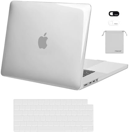 MOSISO Cover Compatibile con MacBook Pro 16 Pollici Custodia 2025 2024 2023 2022 2021 M4 M3 M2 M1 A3403 A3186 A2991 A2780 A2485 Pro Max,Case&Copritastiera&Webcam Cover&Storage Borsa,Cristallino