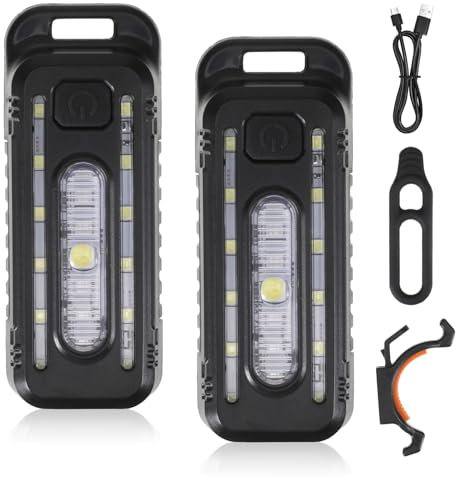 tlidfgeo 2 Stück LED Clip Lampe für Frauen Alleine Leben,Wasserdicht Taschenalarm,Klein Stirnlampe,USB Aufladbar Blinklicht für Kinder Schulranzen Laufen Kleidung, Fahrt, Camping, Haustier