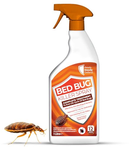 Bed Bug Killer Spray | 1 Litre | Complete Treatment to End Life Cycle of Bed Bugs, Eggs, Nymphs | Safe to Use On Mattresses, Bedding & Carpets | Non Staining & Low Odour | Quick & Easy Application