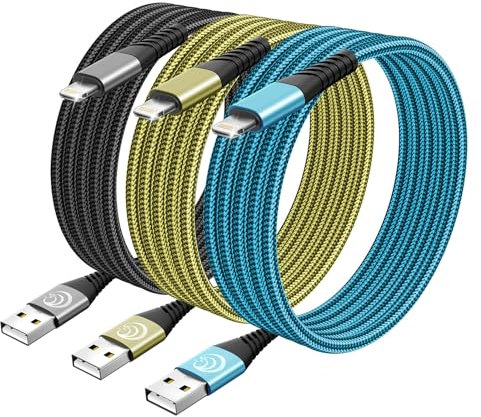 iPhone Ladekabel, Lightning Kabel [3Pack 2M] Ladekabel iPhone kabel Schnellladekabel MFi Zertifiziert USB auf Lightning Kabel für iPhone 14 13 12 11 Pro Max Mini XS XR X 8 7 6 6s Plus 5 SE, iPad