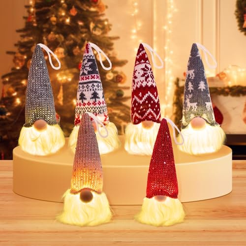 TAVADA 6pcs Wichtel Figuren Weihnachten Deko,Leuchtende Weihnachts Wichtel Klein,Weihnachten Deko Wichtel,Weihnachtswichtel Figuren LED,Weihnachtsbaum Dekoration Geschenke,Weihnachtswichtel Beleuchtet