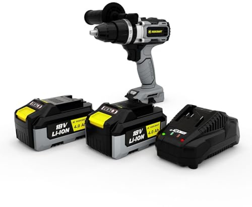 Rodcraft RC9042K4 Werkzeug-Set: 1x Akku-Bohrmaschine RC9042, bis 13 mm, 500-2000 U/min, LED-Licht, mit 2x 4Ah Akku, 1x Ladegerät,1x Stofftasche