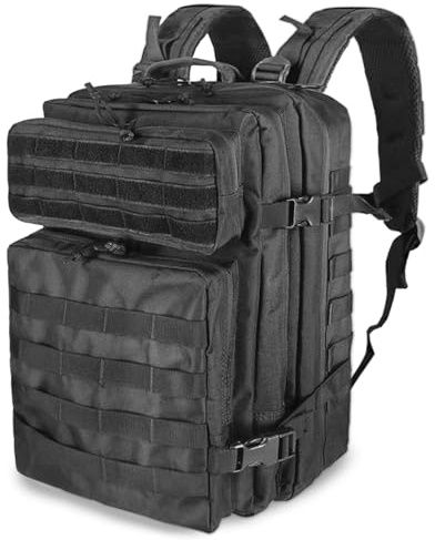 owwasd Military Backpack 45L Waterproof Tactical Backpack Molle Backpacks Large Back pack for Travelling,Trekking,Camping,Hiking,Fishing,Hunting,Gym,Outdoor Activities (Black)