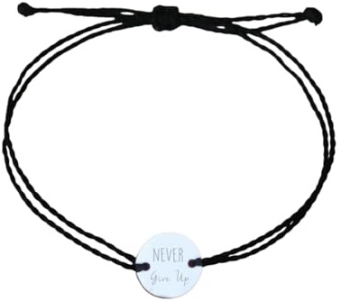 Positiva Jewelry Never Give Up Armband – Motivationsschmuck mit Gravur aus 18k Edelstahl, verstellbar & wasserfest, Glücksarmband für Damen, bedeutungsvolles Geschenk mit Botschaft