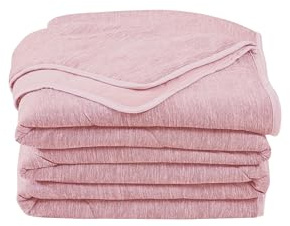 GC GAVENO CAVAILIA Luxury Cooling Quilt Single Bed - Soft & Breathable Bedspread Comforter Throw (130x170cm), Cool Blanket for Night Sweats - Warm & Lightweight Single Bed Throw for All Seasons,Pink