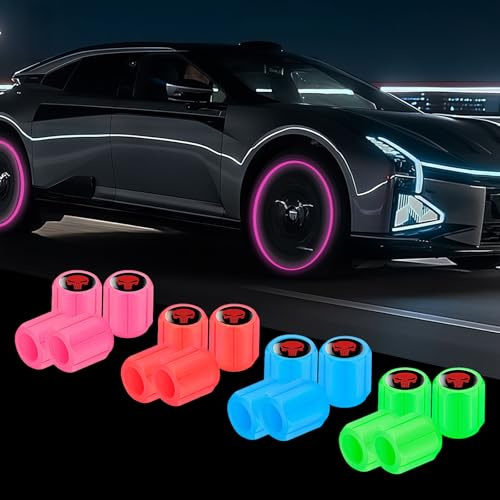 16 Stück Leuchtende Ventilkappen Auto,Fluoreszierende Reifenventilkappen,Universelle Autoventil Kappe,Schädel Leuchtend Ventilkappen,Fluoreszierende Ventilschaftabdeckung für Auto SUV Fahrrad Motorrad