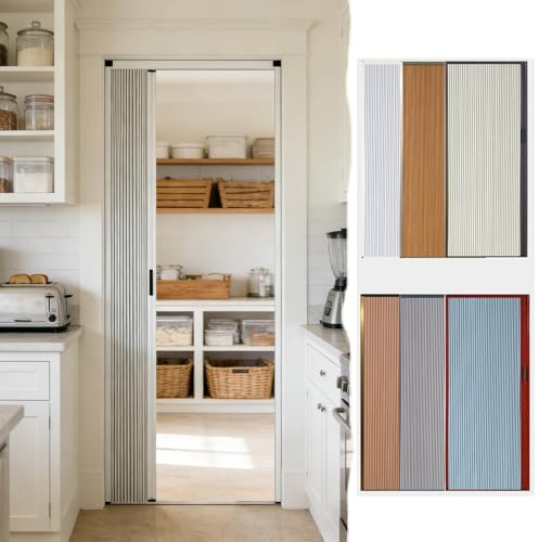 Porta a Soffietto da Interno Porta Soffietto Interni Cucina Su Misura Serratura, Porte Pieghevoli Salvaspazio Senza Forature L'ingresso del Bagno, Cancello Due Ante Nido D'ape per Cabina Doccia