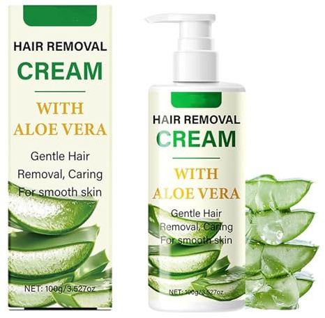 Aloe Vera Hair Removal Cream for Women, Facial Hair Removal Depilatory Cream,100g | Gentle, 5-Minute For Armpits, Legs, Arms, Intimate Areas, Chest & Body