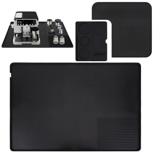 Sgizoku 3PCS Silicone Coffee Machine Mat,Detachable Tamp Mat,Silicone Top Mat for Ninja Espresso Machine,Fits for Most Countertop Coffee Machines, Non Slip Heat-Resistant Coffee mat with Raised Edges