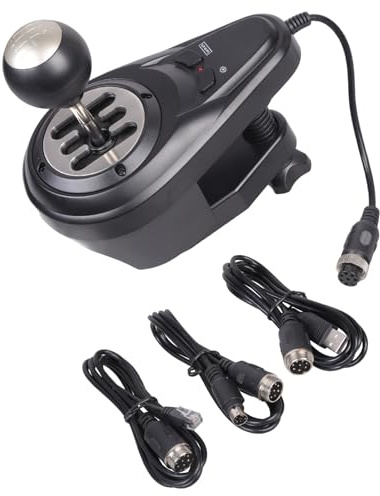 Plugs Play Palanca de cambios de 6+1 velocidades con función de freno de mano Modo de marcha atrás Abrazadera ajustable para simuladores de carreras de Caja de cambios Palanca de cambios