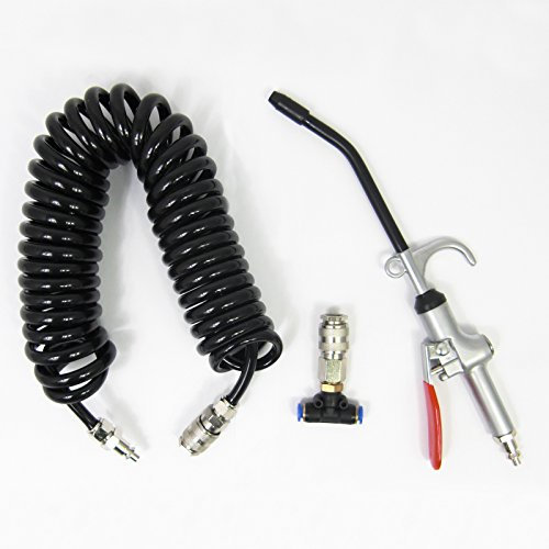 All Ride Luftpistole mit Spiralschlauch 5 Meter - Max. Luftdruck 13KG/cm² - Gebogene Düse - Inkl. T-Stück - Schwarz