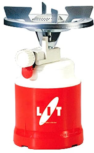 LIT Fornello a Gas Portatile da Campeggio Made in Italy, Accensione Piezo Elettrica, Bruciatore a Gas Antivento, Ultraleggero e Durevole, Compatibile con cartucce da 190Gr