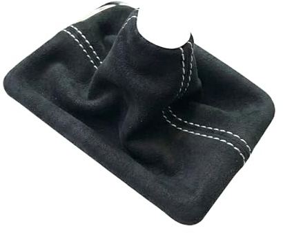 RedlineGoods Schaltsack Manschette 2 (inkl.st) kompatibel mit Ford Fiesta 2011-19. Maßgeschneidert - Nicht universell. Echtes Top Qualitat Italienisches Alcantara. Schwarz mit Silberem Faden