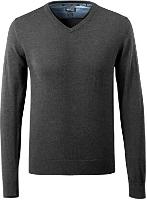Mascot 50635-989-18088 Frontline V-Neck Merino Wool Knitted Jumper, Size 4XL, Dark Anthracite/Light Grey Flecked