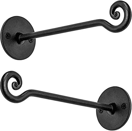 RTZEN Plant Hanger Swirl Hook - Hand Forged Heavy Duty Wrought Iron Wall Decor - Indoor or Outdoor Swirly Hanging Plant Bracket for Bird Feeders Lanterns Baskets and Wind Chimes - 2 Pack