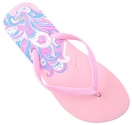 Octave® Ladies Summer Beach Wear Flip Flops Collection - Blossom Design [Size UK 3 / EURO 36, Colour Baby Pink Blossom Design]