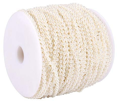 50M Perlengirlande, Künstliche Perlen Perlengirlande mit Perlenschnur Hochzeit DIY Dekoration, Hochzeitsparty Party Deko Handwerk Schmuckzubehör 3mm 50M / Rolle
