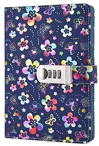 Y&NUHN Journal de voyage A5 en cuir PU avec cadenas à combinaison et porte-stylo