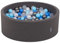 KiddyMoon Piscine À Balles pour Bébé Rond 90X30cm/200 Balles 7Cm Fosses À Boules Jouet Enfant, Gris Foncé:Perle/Bleu/Babyblue/Transparent/Argenté