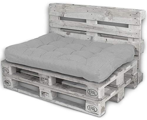 Lacestone Palettenkissen Palettenauflagen Sitzkissen Rückenlehne Kissen Palette Polster Sofa Couch (Sitzfläche, Hellgrau)