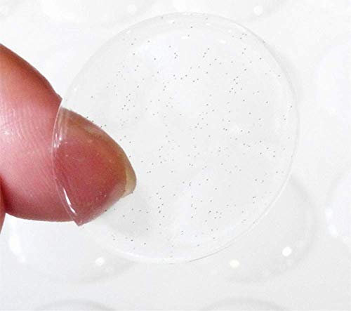 100 Stück transparenter Glitzer-Epoxidharz-Kuppel-Aufkleber mit selbstklebender Rückseite für Kronkorken und Anhänger (2,5 cm)