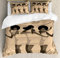 ABAKUHAUS Retro Bettbezugs Set Für Doppelbetten, Sänger Tanzen Wild Sechziger, Weicher Microfaserstoff Allegigeignet kein Verblassen, 230 x 220 cm, Pastel Braun
