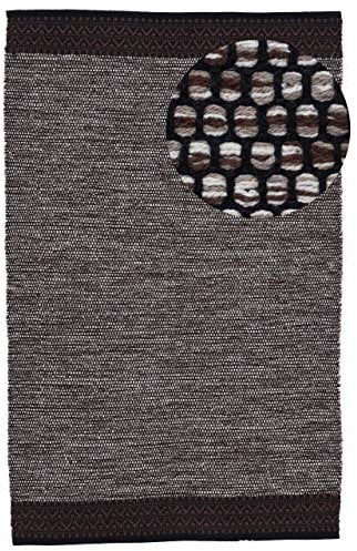 carpetfine Baumwollteppich Kelim Mia Braun 140x200 cm | Moderner Teppich für Wohn- und Schlafzimmer