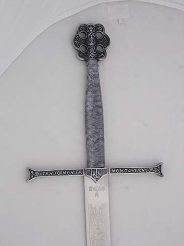 Jose Luis RUBIO Mandoble de los Reyes Católicos Rústico en Acero Inoxidable Templado Fabricado en Toledo. Gran Espada a Doble Mano. Arma Blanca Decorativa sin Filo