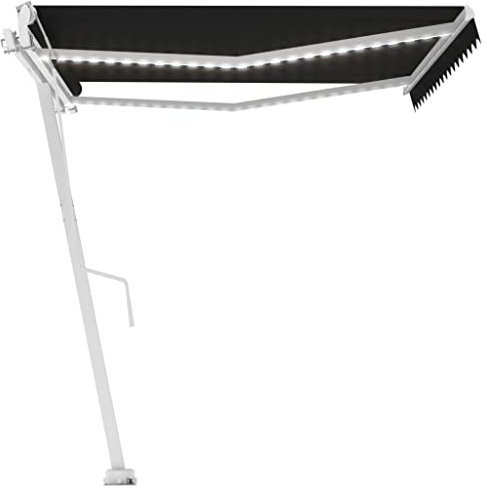 vidaXL Markise Automatisch mit LED Windsensor Sonnenmarkise Balkonmarkise Sonnenschutz Gelenkarmmarkise Standmarkise 450x300cm Anthrazit