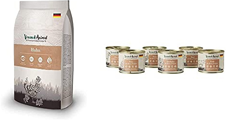 Venandi Animal Premium Trockenfutter für Katzen, Huhn, getreidefrei mit viel frischem Fleisch, 1.5 kg & Premium Nassfutter für Katzen, Probierpaket III, 6 x 200 g, 1.2 kg