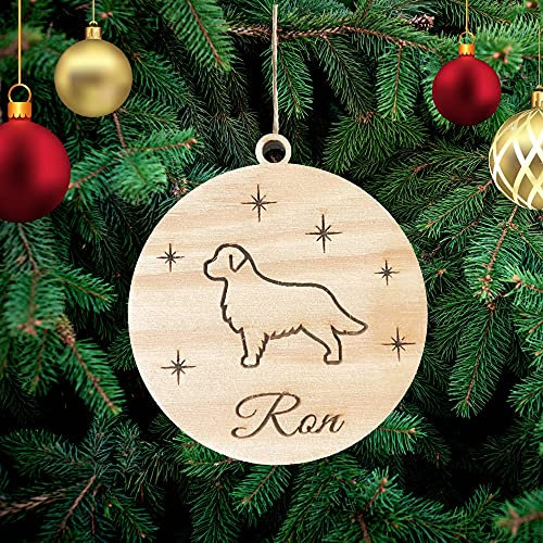Personalisierte Golden Retriever Hund Weihnachtsbaumschmuck Weihnachtsdeko Ornament Weihnachtsdeko aus Holz Weihnachtsdekoration Ornament Christbaumschmuck mit Hundnnamen