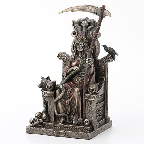 Veronese Design Skulptur Hel, die nordische Göttin von Helheim, Kaltgussharz, Antik-Bronze-Finish, Statue, Altar-Dekoration, mystische Geschenke, 22,9 cm hoch