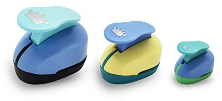Stanzer Set VSREI Papierstanzer Motivstanzer Set Krone für Geschenkanhänger, Basteln, Scrapbooking,Grußkarten,9mm 16mm 25mm Krone (Zufällige Farbe)