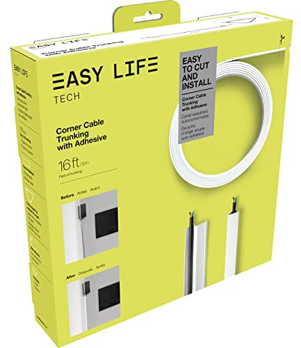 Room Corner Cable Trunking Raceway 192 Self-Adhesive Paintable Cord Management in a Roll and Easy to Store for Home and Office, 5/8 x 1.25 x 192 by Easylife Tech