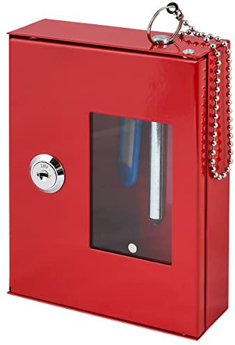 Schlüsselkasten Notschlüsselkasten mit Glasbruchhammer Stahlblech 16x12x4 cm Verkehrsrot Schlüsselschloss patentiert, 2 Schlüssel, Wandmontage, Rot, F24