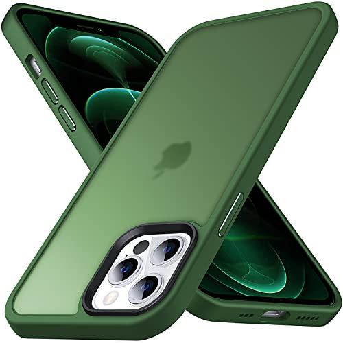 Anqrp Zero Seriesr Kompatibel mit iPhone 12 Pro Max Hülle, Minimalistische Transluzente Matte Schutzhülle, Military Grade Handyhülle für iPhone 12 Pro Max mit Flüssigsilikon 6,7 Zoll, Dunkelgrün