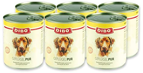 DIBO - PUR GEFLÜGEL, 6 x 400g-Dose, Reine Fleischdosen aus frischem und natürlichem Fleisch! DIBO-Qualität