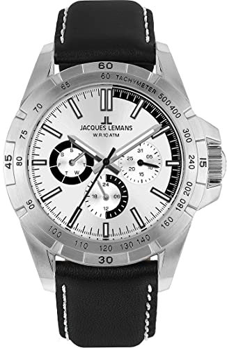 JACQUES LEMANS Herren-Uhren Analog Quarz One Size Silber 32023323