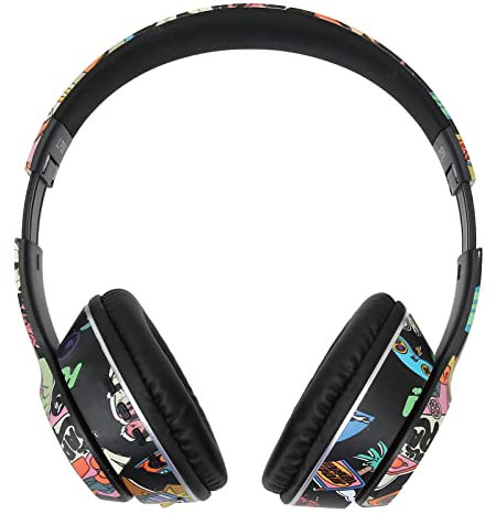L750 Graffiti Bluetooth Headset, Bluetooth Headphones over the Ear, Stereo HD Sound, RGB Lamp Support Memory Card LINEin Mode Wireless Headset, with Microphone Gifts for Kids, Family