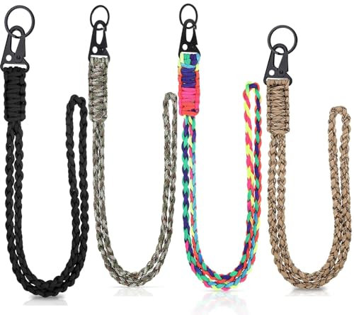 WDZGX Schlüsselband Handschlaufe karabiner Paracord Lanyard Gewebt Schlüsselbänder Band Für Schlüssel Ausweis Handy Kamera Kartenhüllen 4Stk