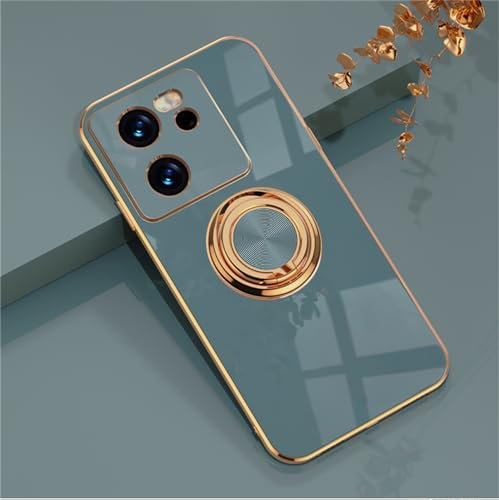 XINYEXIN Xiaomi 13T / Xiaomi 13T Pro Hülle mit Ringständer 360 Grad Drehbarer Ständer Handyhülle Mode Silikon Stoßfeste Schutzhülle für Xiaomi 13T / Xiaomi 13T Pro - Grau