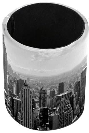 FVQL Pot à crayons en simili cuir Motif New York City Vintage