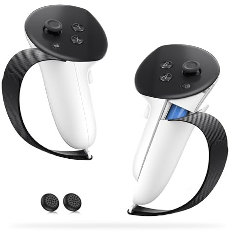 ALAFLY Poignées de Contrôleur Compatible avec Meta/Oculus Quest 3 / 3S VR Accessoires, Sangles en Cuir Souple Réglables, Compatibles avec Socle de Chargement Officiel Housse de Batterie