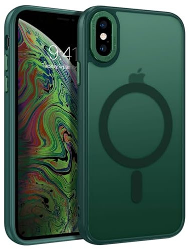 BENTOBEN for iPhone XS Max Case Magnetic [Compatible with MagSafe], Translucent Matte Back Anti-yellow Slim Soft TPU Military Grade Shockproof Women Men Protective Phone Cover for iPhone XS Max, Green