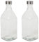 Acan Tradineur - Pack de 2 botellas de vidrio cuadradas con tapón de acero, cierre de rosca, agua, leche, batidos, zumos, licuados de verduras, salsas, frigorífico - 1 litro